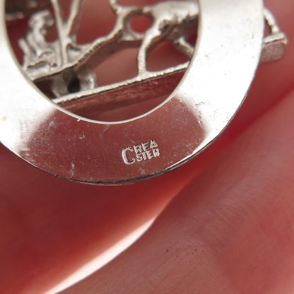 CREA 925 Sterling Silver Vintage Rhinestone Bermuda Carriage Charm Pendant