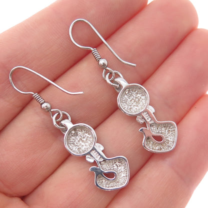 925 Sterling Silver Vintage Enamel Bookworm Dangle Earrings