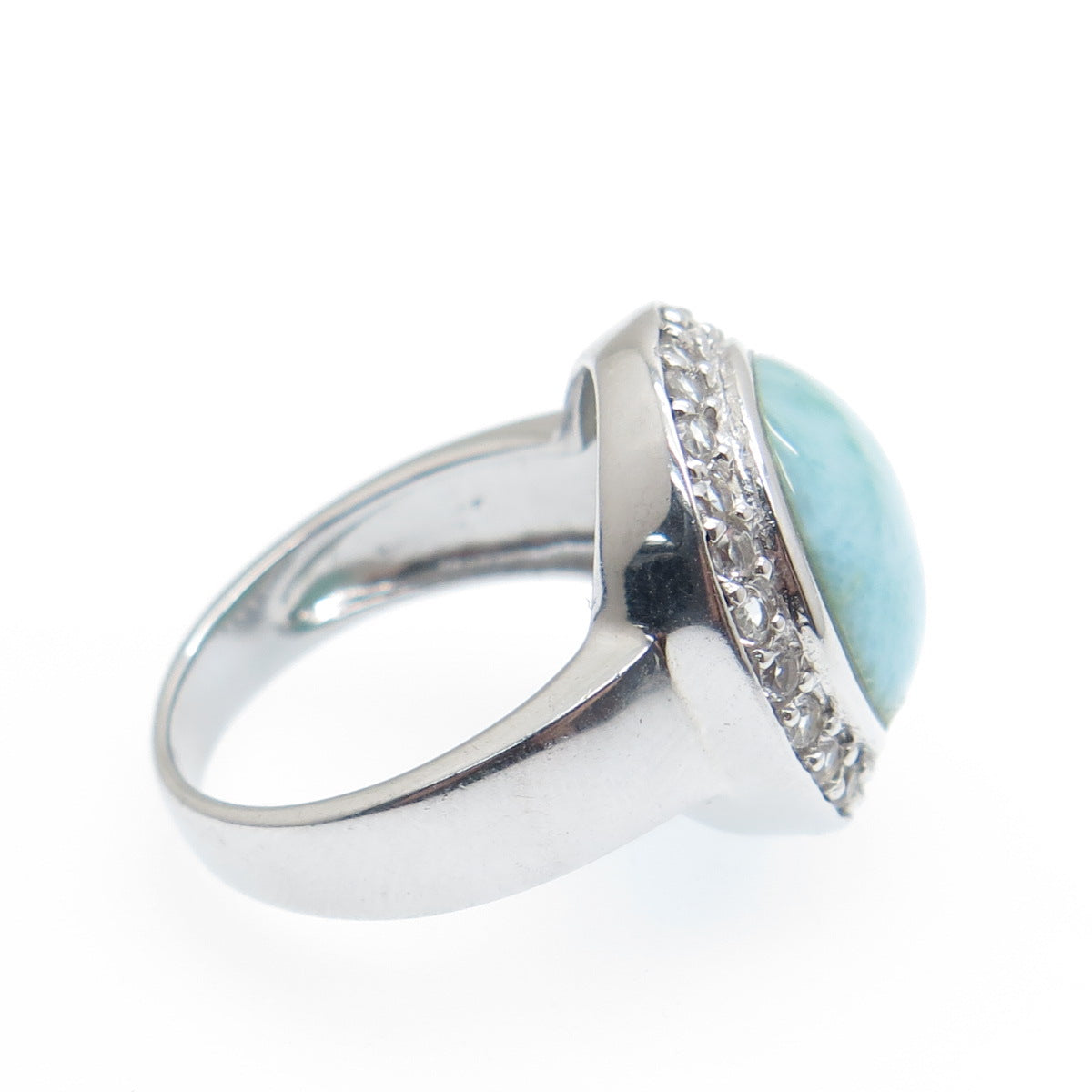 CFJ Collins Fine Jewelry 925 Sterling Vintage Real Larimar Topaz Ring Size 6.25