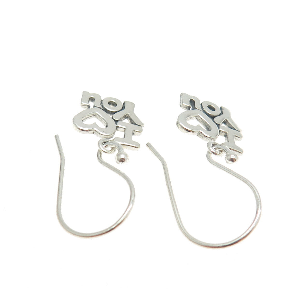 925 Sterling Silver "I Love You" Dangling Earrings