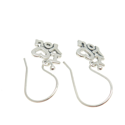 925 Sterling Silver "I Love You" Dangling Earrings