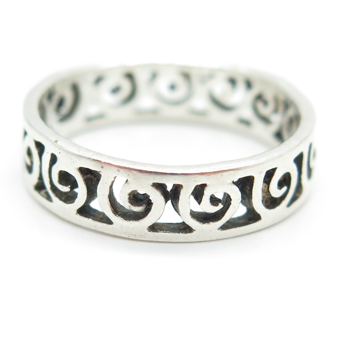 925 Sterling Silver Vintage Spiral All Around Band Ring Size 8.75