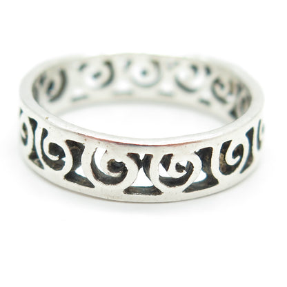 925 Sterling Silver Vintage Spiral All Around Band Ring Size 8.75