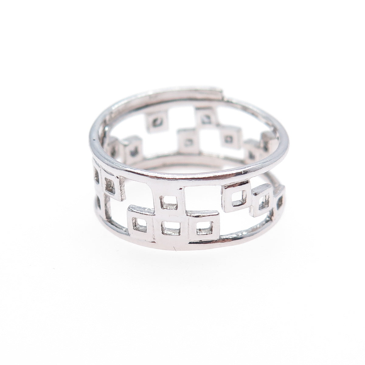 925 Sterling Silver Round-Cut C Z Modernist Checkmate Ring Size 6.5