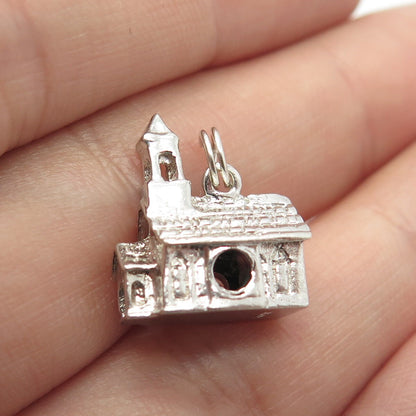 925 Sterling Silver Vintage Castle Charm Pendant