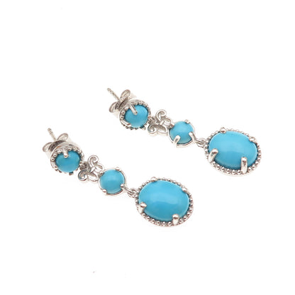 Chuck Clemency Sterling Silver Real Sleeping Beauty Turquoise Dangle Earrings
