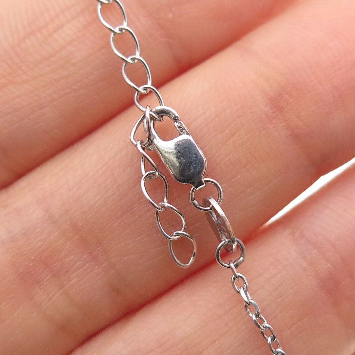 925 Sterling Silver Vintage Heart Slide Pendant Cable Chain Necklace 14-16"