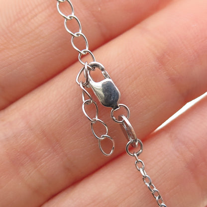 925 Sterling Silver Vintage Heart Slide Pendant Cable Chain Necklace 14-16"