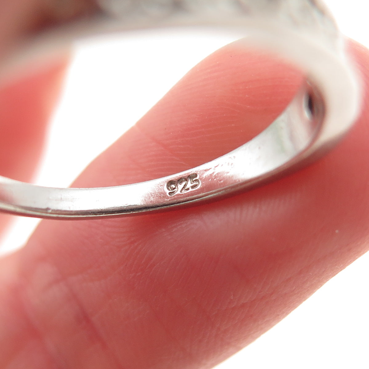 CHUCK CLEMENCY Sterling Silver Real Diamond Half Eternity Band Ring Size 7.25