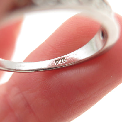 CHUCK CLEMENCY Sterling Silver Real Diamond Half Eternity Band Ring Size 7.25