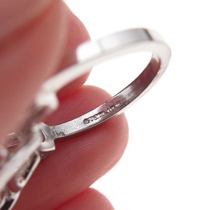 925 Sterling Silver Vintage C Z Engagement Ring Size 5.75