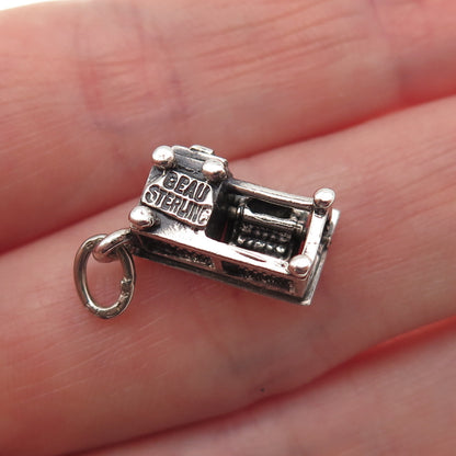 BEAU 925 Sterling Silver Vintage Work Desk Oxidized 3D Mini Charm Pendant