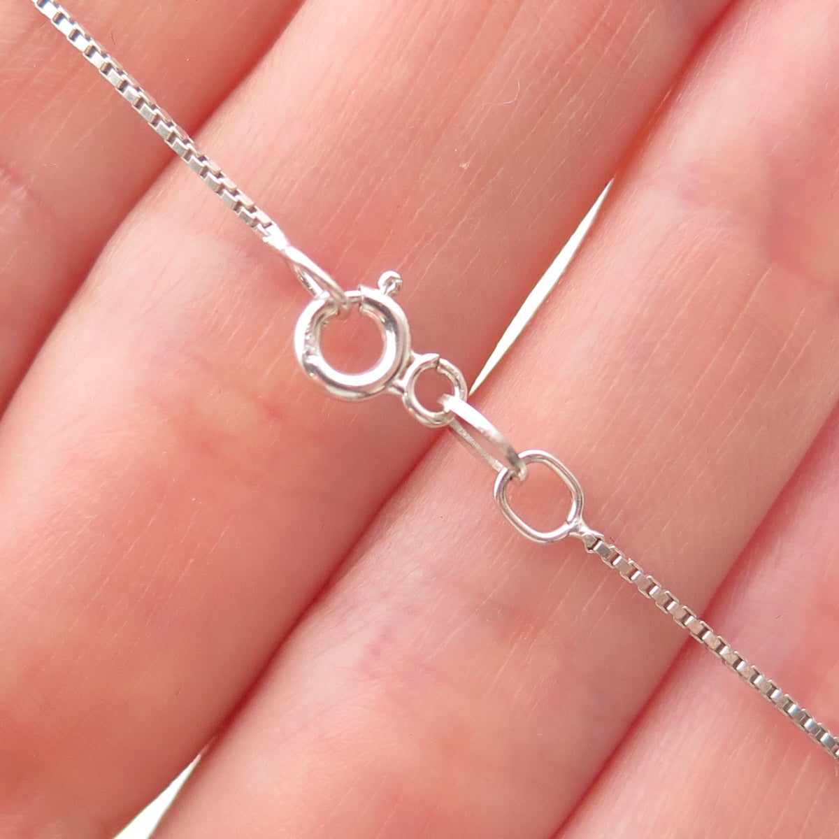 925 Sterling Silver Vintage Italy Real Blue Topaz Sun Box Chain Necklace 18"