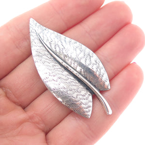BEAU 925 Sterling Silver Antique Art Deco Floral Leaf Oxidized Pin Brooch