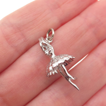 925 Sterling Silver Vintage Ballerina 3D Charm Pendant