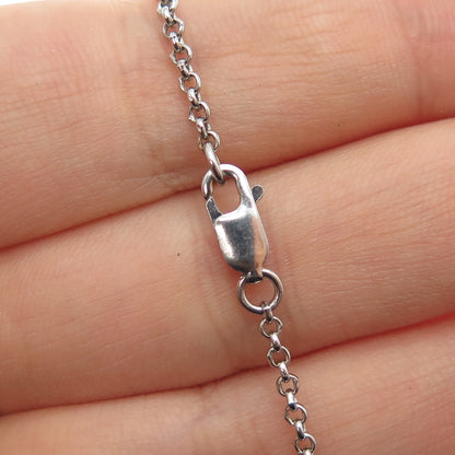 925 Sterling Silver Oval Beads By The Yard Cable Chain Necklace 32"