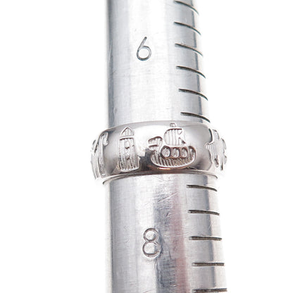 Solvar 925 Sterling Silver History of Ireland Band Ring Size 7.5