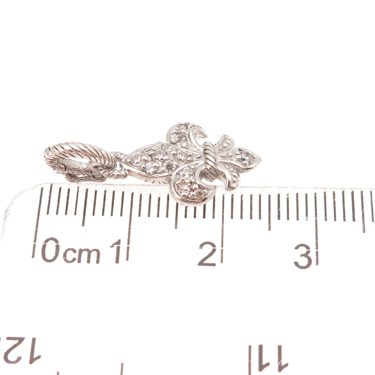 Judith Ripka 925 Sterling Silver Round-Cut C Z Fleur de Lis Charm Pendant