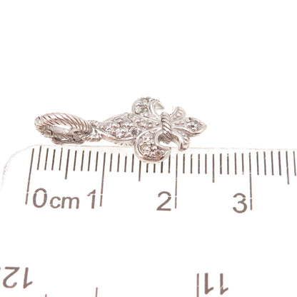 Judith Ripka 925 Sterling Silver Round-Cut C Z Fleur de Lis Charm Pendant