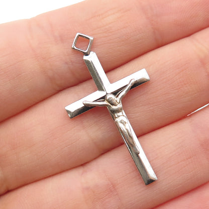 TRU-KAY 925 Sterling Silver Vintage Crucifix Cross Religious Charm Pendant