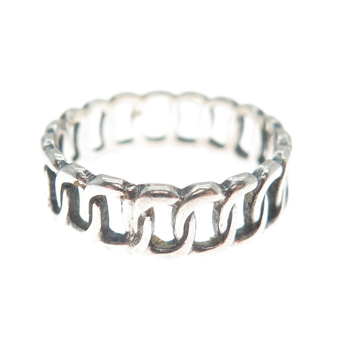 925 Sterling Silver Vintage Curb Oxidized Band Ring Size 6