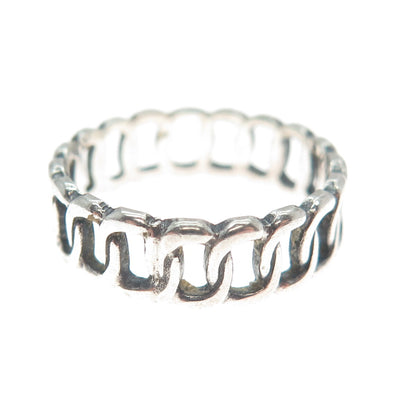 925 Sterling Silver Vintage Curb Oxidized Band Ring Size 6