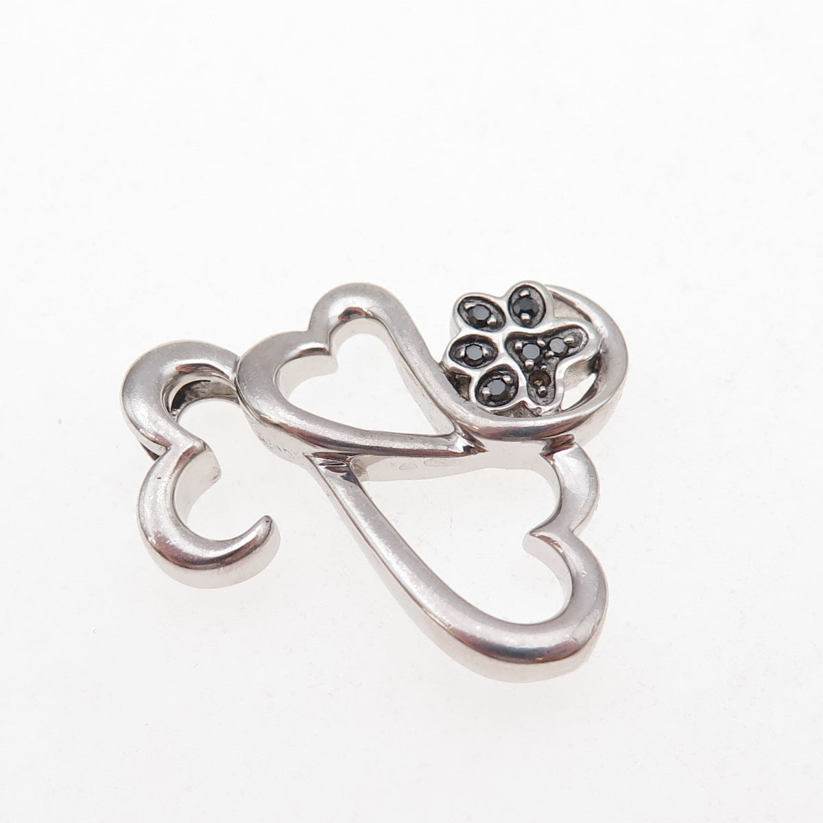 Jane Seymour Sterling Real Black Diamond Heart Dog Paw Pendant (missing stone)