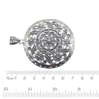 DOUG PAULUS 925 Sterling Silver Vintage Modernist Flower Oxidized Pendant