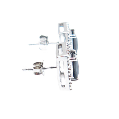 925 Sterling Silver Real Hematite Dotted Stud Earrings