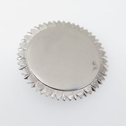 LAMODE 925 Sterling Silver Vintage Engravable Sun / Flower Pin Brooch
