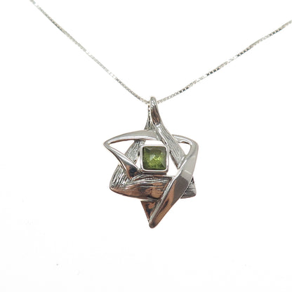 HAGIT GORALI Sterling Vintage Israel Peridot Star of David Chain Necklace 18"