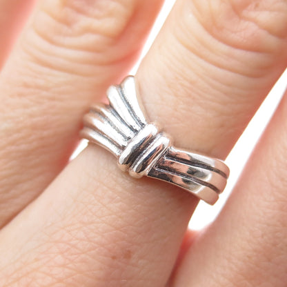 925 Sterling Silver Vintage Modernist Oxidized Ring Size 6.25