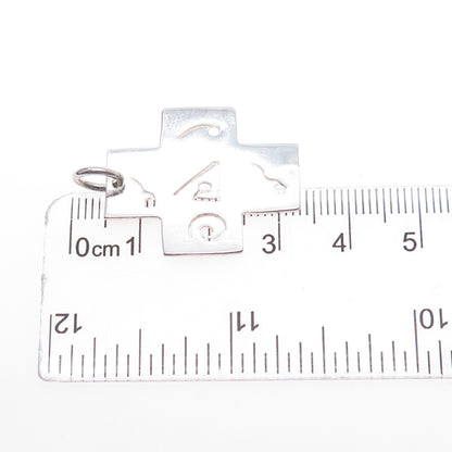 925 Sterling Silver Vintage Ethnic Symbol Cross Charm Pendant