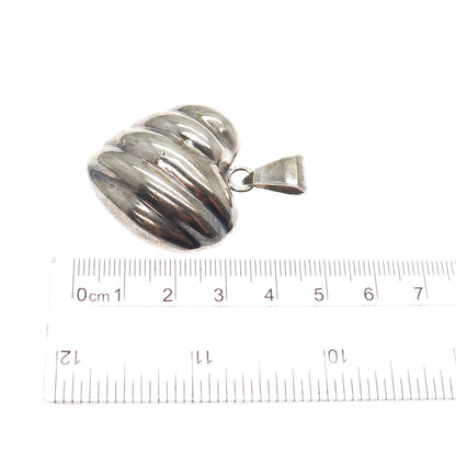 925 Sterling Silver Vintage Mexico Modernist Heart Oxidized Charm Pendant