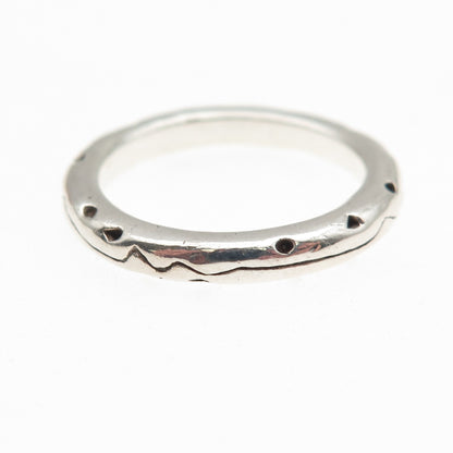 925 Sterling Silver Vintage Modernist Oxidized Band Ring Size 7.75