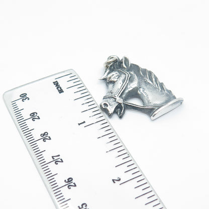925 Sterling Silver Vintage Horse Head Oxidized Pendant