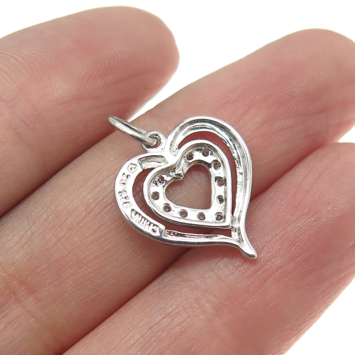 ROSS SIMONS 925 Sterling Silver Round-Cut C Z Heart Minimalist Pendant