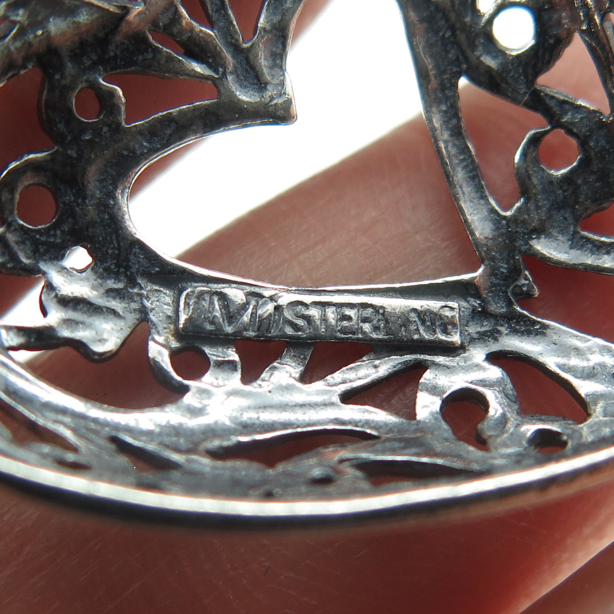 MORNING SUN 925 Sterling Silver Vintage Ornate Heart Pendant