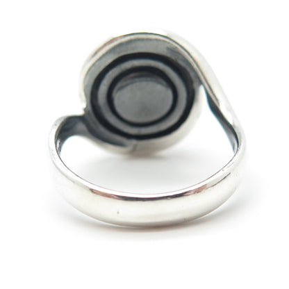 925 Sterling Silver Vintage Blue Glass Ring Size 7.25