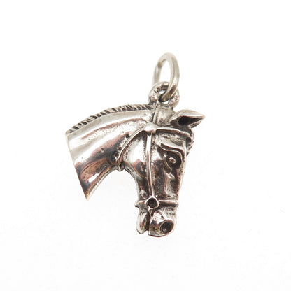 Beau 925 Sterling Silver Antique Art Deco Horse Oxidized Mini Charm Pendant