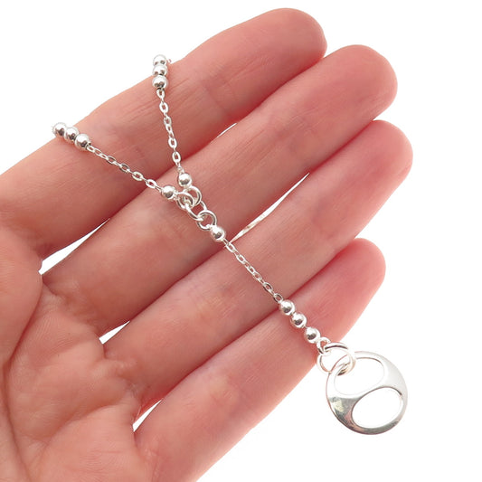 925 Sterling Silver Italy Modernist Disc Ball Beaded Cable Chain Necklace 18"