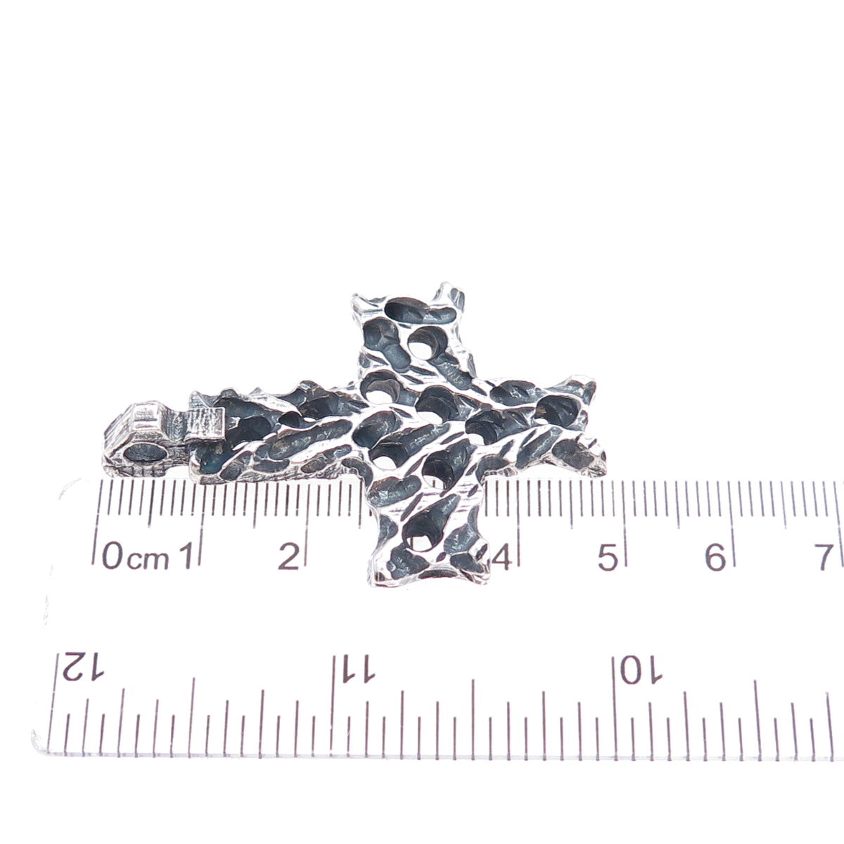 925 Sterling Silver Vintage Modernist Cross Oxidized Charm Pendant