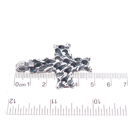925 Sterling Silver Vintage Modernist Cross Oxidized Charm Pendant