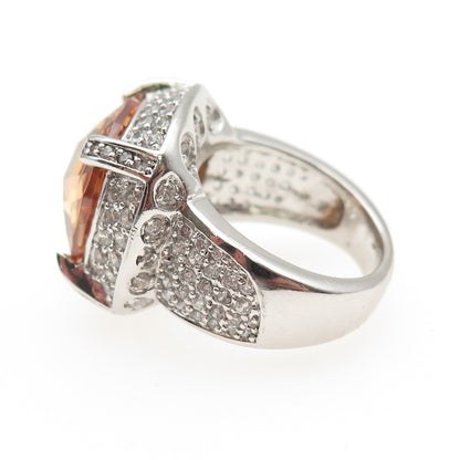 ANNIKA WITT 925 Sterling Silver Champagne & White C Z Ring Size 7.5