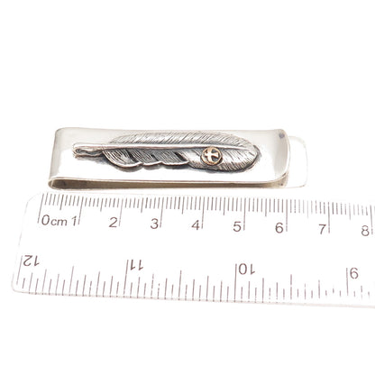 925 Sterling Silver 2-Tone Vintage Eagle Feather Oxidized Money Clip