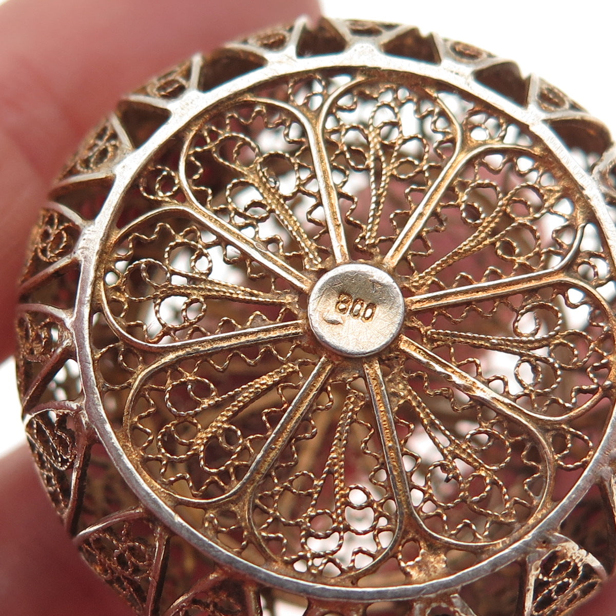 800 Silver Gold Plated Antique Art Deco Filigree Rosary Chain Box
