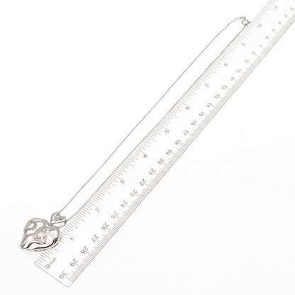 925 Sterling Silver Real Pearl Ornate Heart Cable Chain Necklace 18"