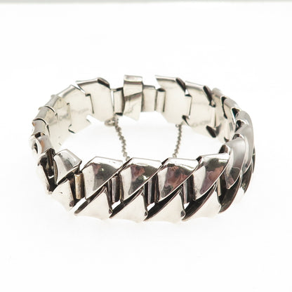 925 Sterling Silver Vintage Artisan Modernist Zeus Link Bracelet 7.75"