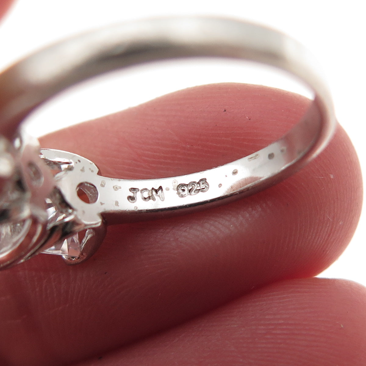 JCM Jacmel Mauritius 925 Sterling Silver Princess-Cut C Z Engagement Ring Size 5