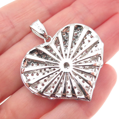 KEY STAR 925 Sterling Silver Round-Cut C Z Sparkle Heart Pendant